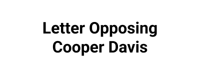 Letter Opposing Cooper Davis