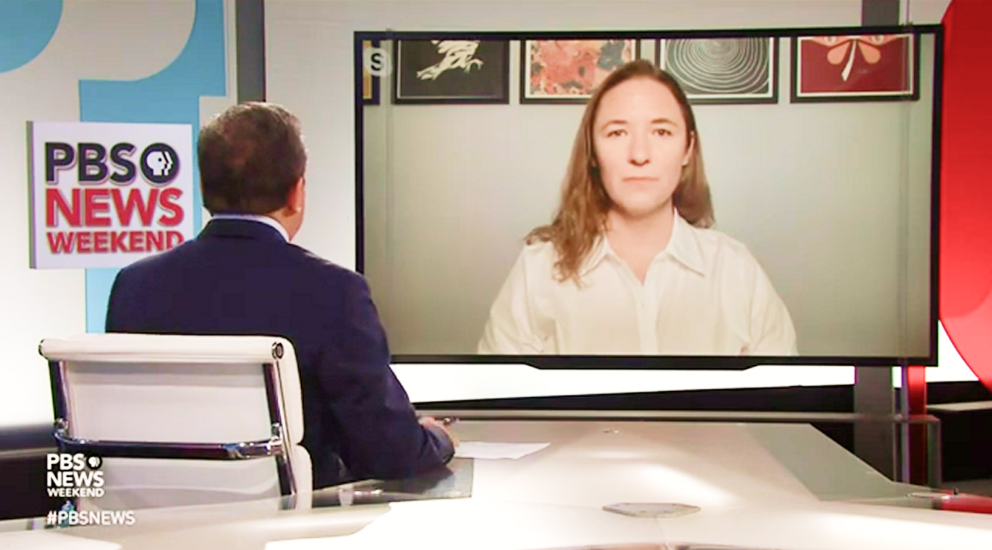 Campaigner Caitlin Seeley George on PBS News.