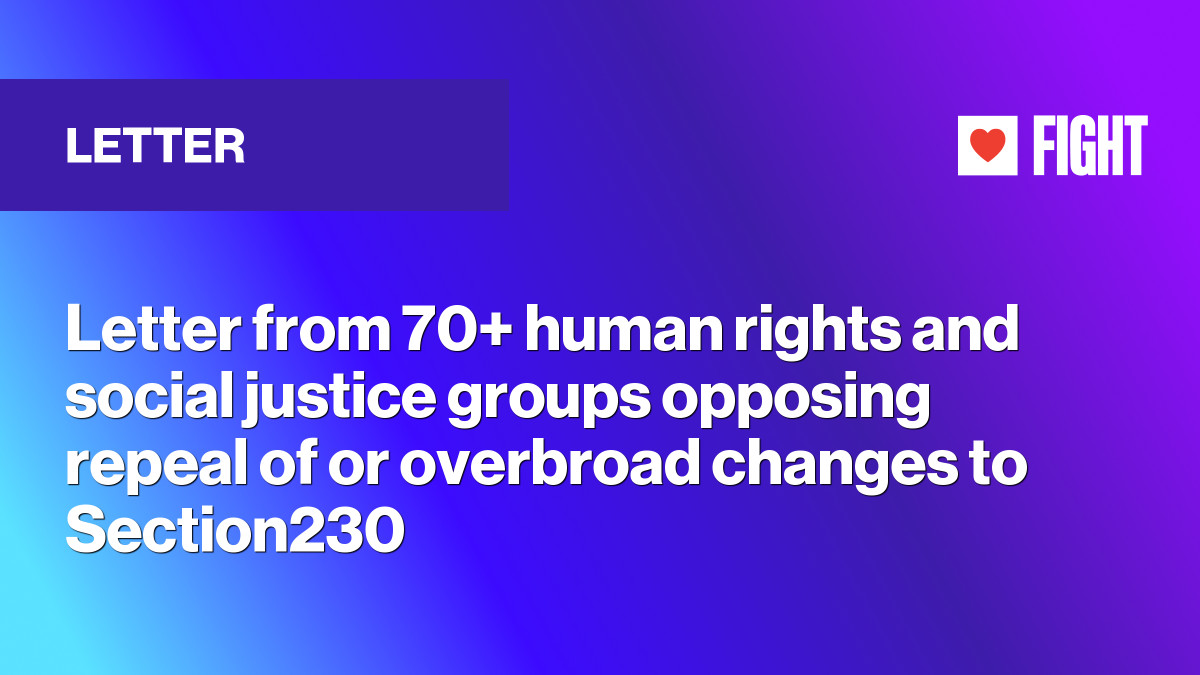 Human Rights Letters Letter from 70+ human rights and social justice groups opposing repeal ...