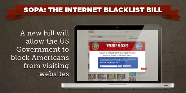 Infographic with details about SOPA, the Internet blacklist bill