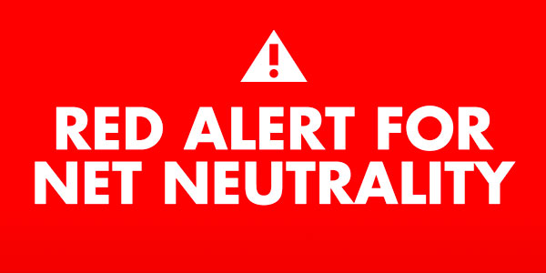 The text "Red Alert for Net Neutrality"